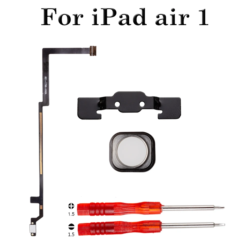 1pcs Home Button Flex Cable For iPad Air 1 A1474 A1475 A1476 Menu Return Key Button With Rubber + Bracket