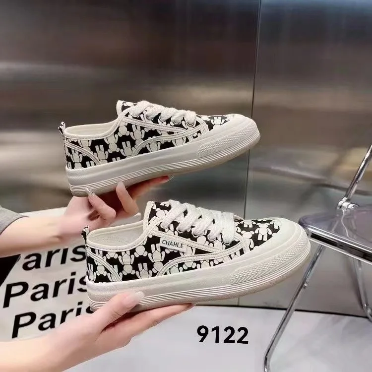 2024 New Leopard Canvas Shoes Women Spring and Summer New Breathable Sports Casual Shoes