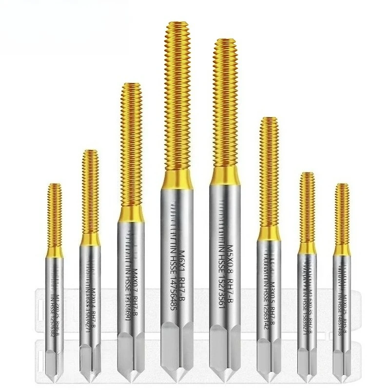 1SET M1-M6 Bearing Steel Taper Forming /Roll Tap Set Kit Screw Thread Tap Drill 8PCS：M1 M1.2 M1.6 M2 M3 M4 M5 M6