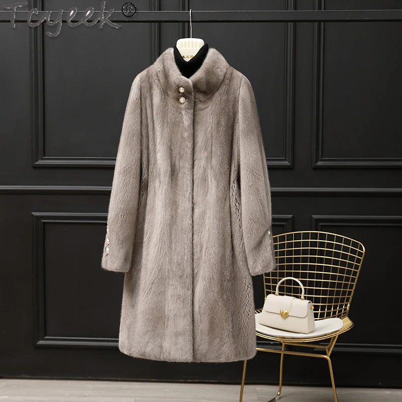 

Tcyeek Natural Mink Fur Coat Women High-end Real Fur Coats Winter Women's Fur Jacket 2023 Mid-length Whole Female Mink Abrigos