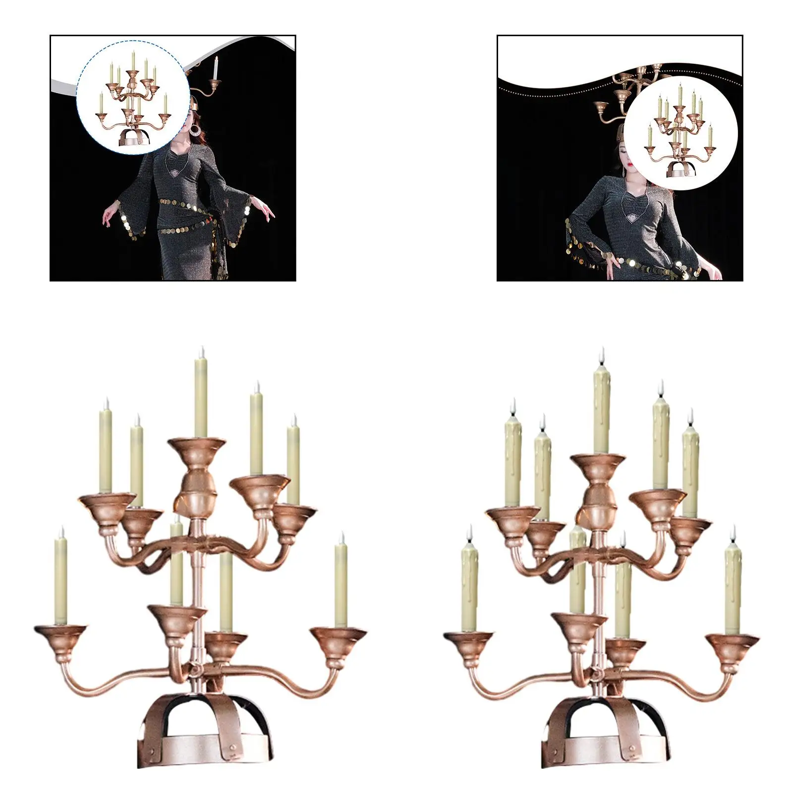 Portavelas tradicional para danza del vientre, candelabro ligero y elegante, accesorio para tocado para danza del vientre, conjunto de actuación