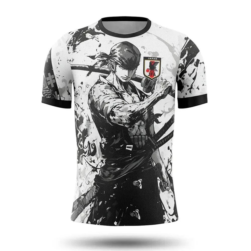 Hot Toys Japan Anime Harajuku Football Jersey One Piece Zoro Themed Adult Kids Athleisure Short-Sleeve Quick-drying T-Shirt