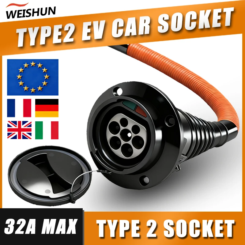 

Зарядное устройство для электромобилей Type2 Разъем 32A IEC 62196 0,5 м Кабель Автомобильные боковые адаптеры EVSE Кабель для зарядки электромобилей