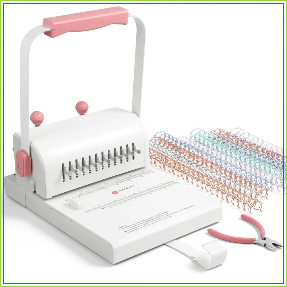 

Portable Book Binding Machine – Punch 20 Sheets, 2:1 Pitch, Circle Holes, DIY Notebooks, Albums, Journals