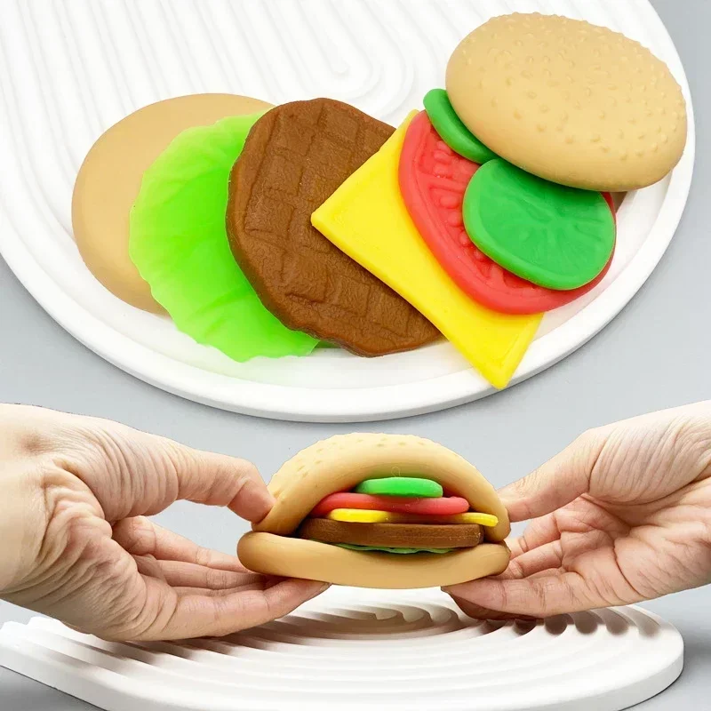 Creative Simulation Burger DIY Stress Relief Toys Funny Simulated Food Combo Set Squishy Pinch Squeeze Toy Handmade Hamburger