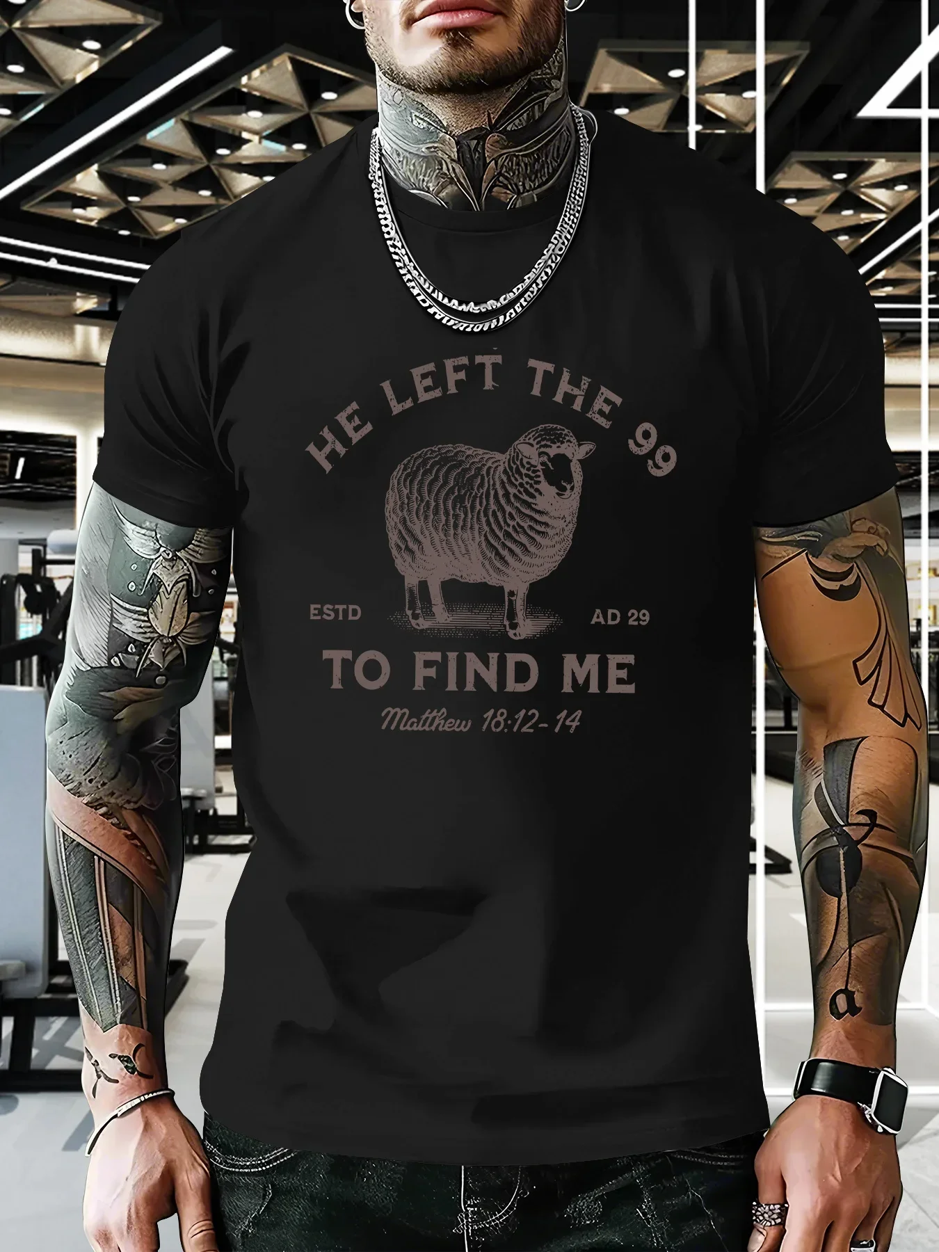 

Cotton T-Shirts Jesus Left The Lord Is My Shepherd T-Shirt Christian T-Shirt He Left 99 To Save Me T-Shirt Harajuku Oversized