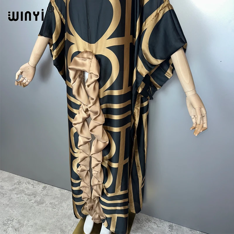 فستان سهرة مثير صيفي للغاية من WINYI عباية دبي فاخرة للسيدات فضفاضة مطبوعة فضفاضة طويلة قفطان فاخر لتغطية الشاطئ #4