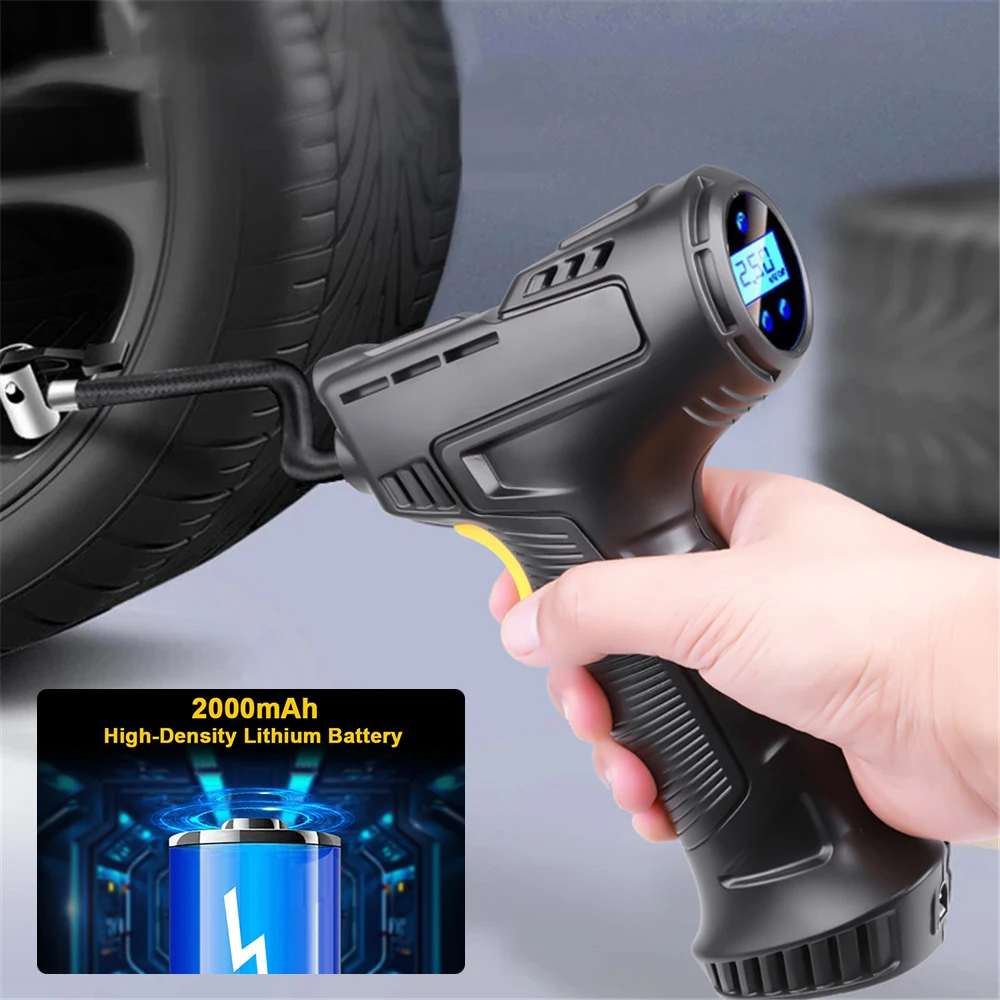 

120 Вт автомобильный автоматический насос для накачивания шин, перезаряжаемый воздушный компрессор, беспроводной надувной насос, портативный цифровой светодиодный воздушный насос