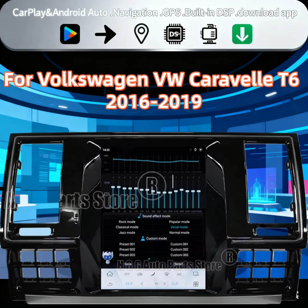 

Экран Android 13, вертикальный стиль для Volkswagen VW Caravelle T6 2016-2019, автомобильный GPS CarPlay, навигация, мультимедийный плеер, головное устройство