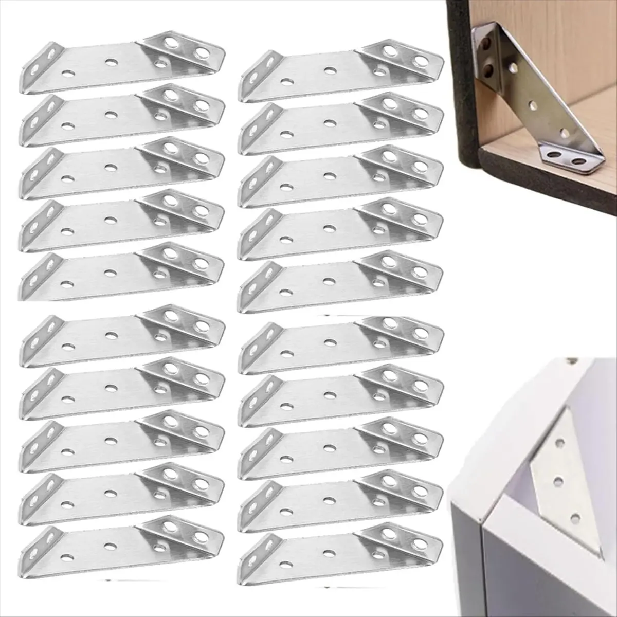 【NEW】20PCS Universal Furniture Corner Connector, Angle Fasten Connector Furniture Triangle Support Frame