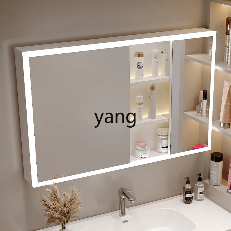 ตู้กระจกห้องน้ำ LHH ติดผนัง ตู้ห้องน้ำไม้เนื้อแข็ง กระจกเต็มบานอัจฉริยะ พร้อมที่เก็บของ