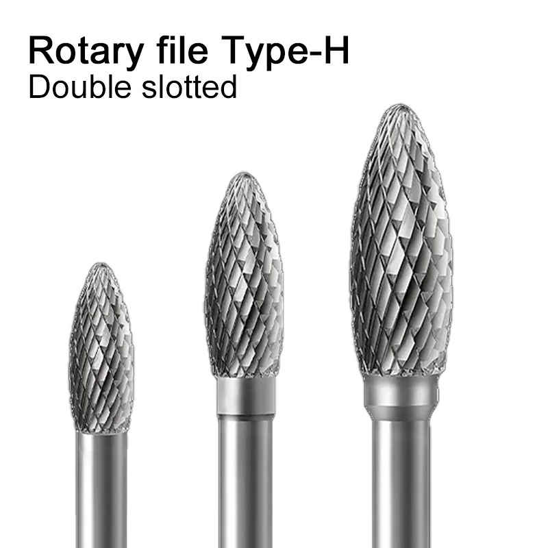 H type Hand tools metal engraving milling cutter 6-16mm straight shank rotary burr cemented carbide rotary 1pc