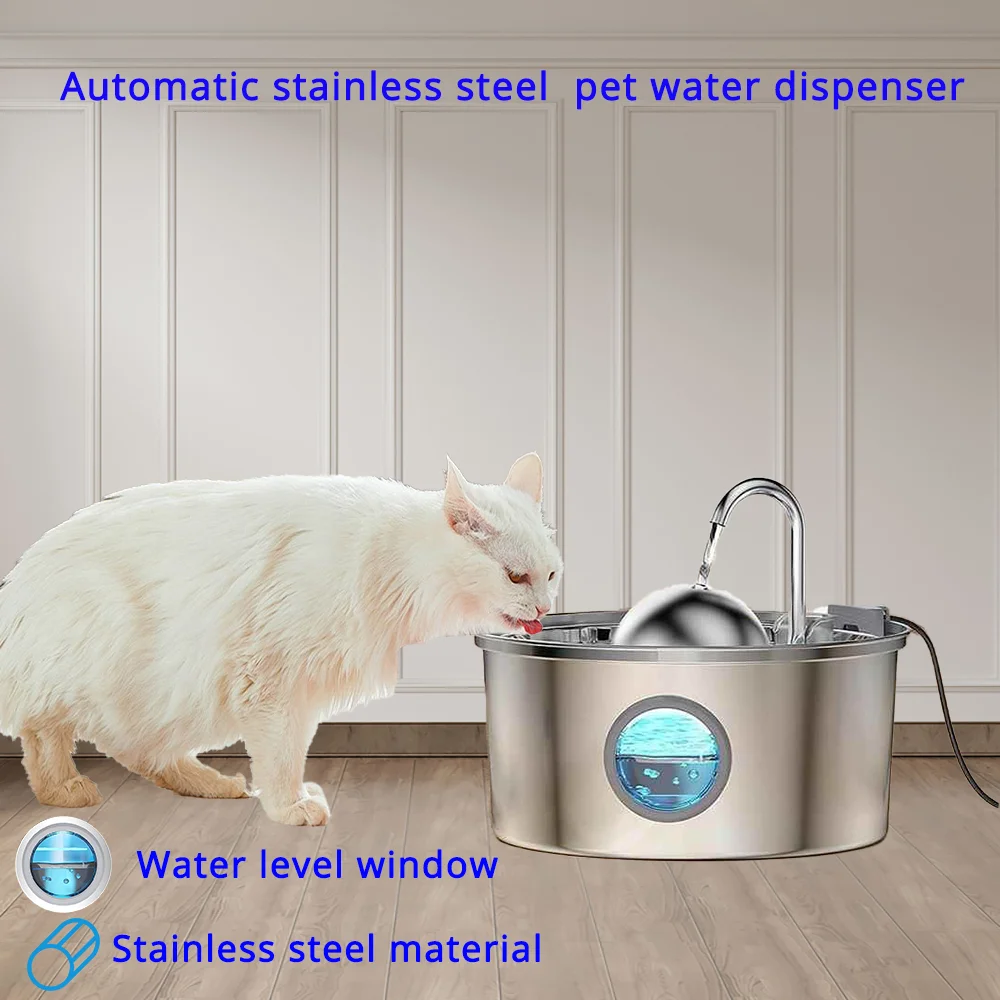 

Automatic Stainless Steel Pet Water Dispenser Visual Window Mould Resistant With Filter Pet Water Feeder Indoor Drinking Water