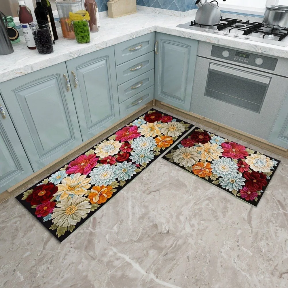 VIKAMA Country Style Kitchen Rug Anti-Slip and Water-Resistant Laundry Room, Bathroom, Entrance Door Mat, Home Decoration