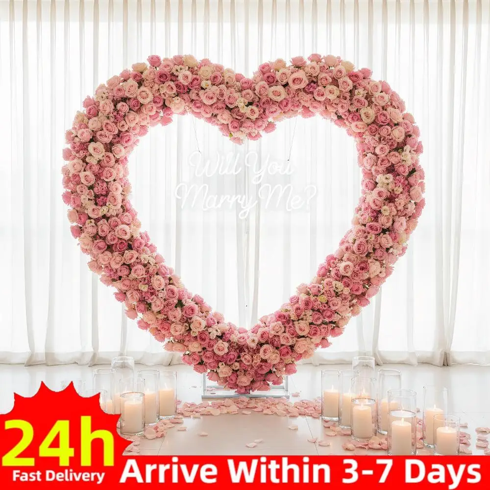 Arco de Globos para Boda de Doble Capa, Soporte de Globos en Forma de Corazón de 6.7 Pies, Reutilizable para Ceremonias, Día de San Valentín, Decoración de Fiestas de Cumpleaños