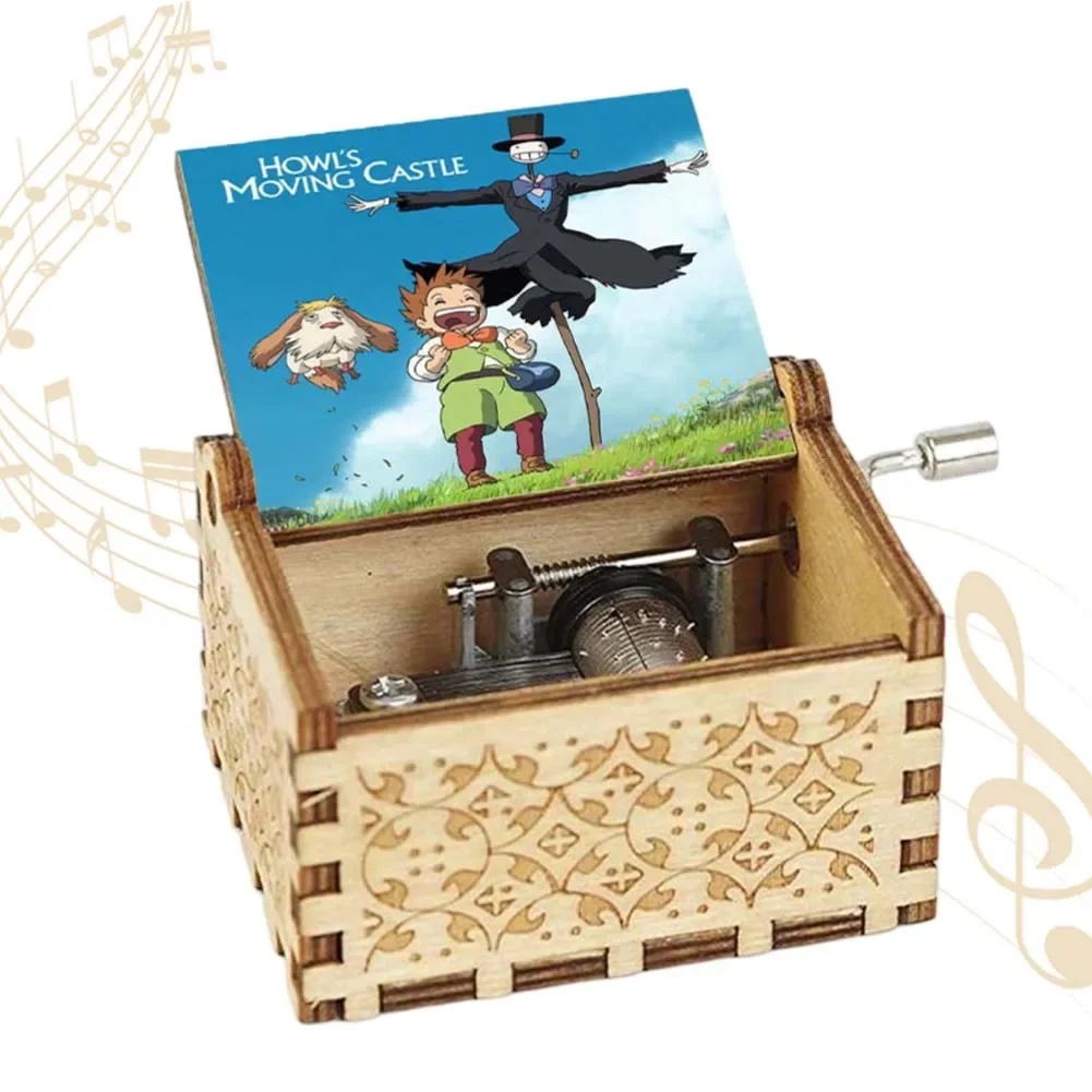 عواء القلعة صندوق تشغيل الموسيقى خشبي اليد مكرنك صندوق موسيقي أنيمي موضوع الموسيقى مرح الذهاب جولة الحياة السنة الجديدة هدية عيد ميلاد ديكور المنزل #3