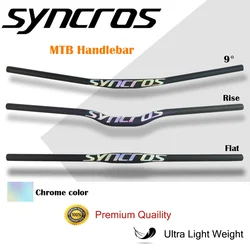 SYNCROS-Manillar de fibra de carbono para bicicleta de montaña, BMX, plano, aumento de 9 grados, accesorios para bicicleta de montaña, cromo, lo último, 31,8mm