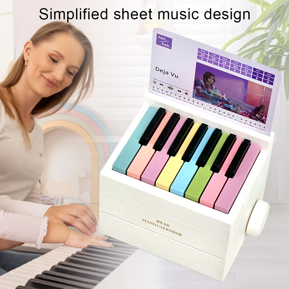 Singer Piano Calendar 2025 Mini Piano Calendar Desktop Peripheral Ornaments with 27 Music Calendar Cards 26 Songs Gifts for Fans