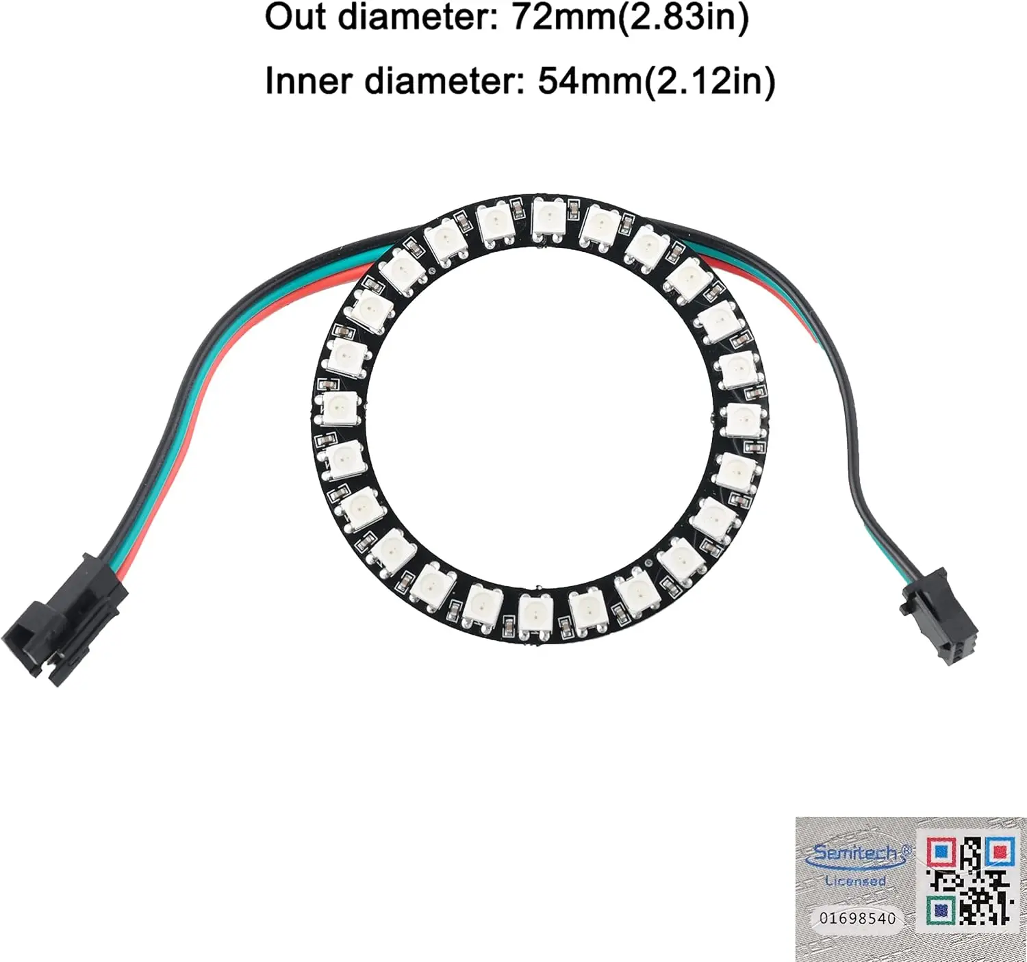 1/2/4PCS 24 RGB LED Ring 24X WS2812 5050 Full Color with Integrated Drivers 24 Bits forArduino Raspberry Pi ESP8266 Nodemcu DC5V