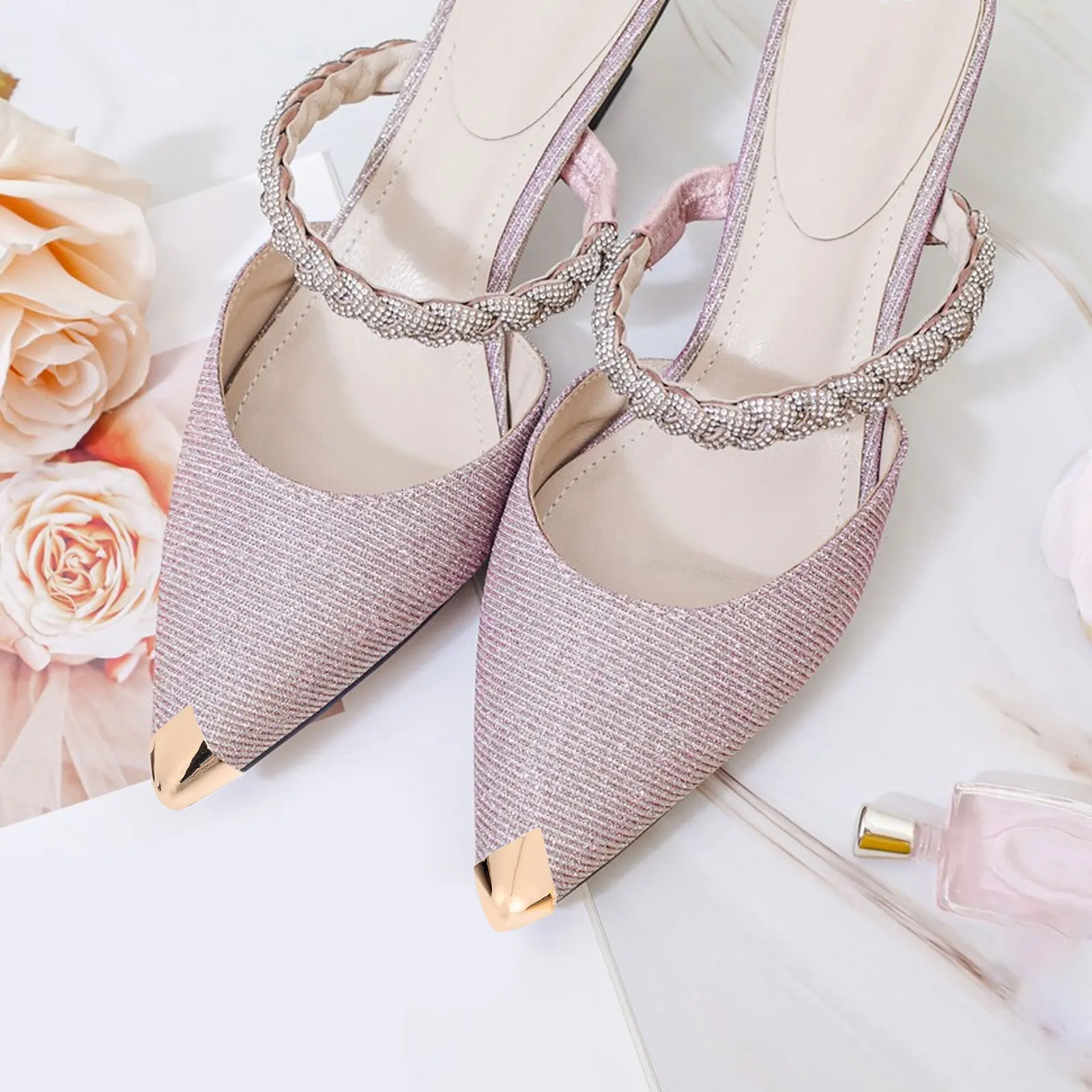 

2 Pairs High Heel Shoe Toe Protectors Metal Tips Covers for Pointed Shoes Decorativeheel -07 Golden Color Reusable