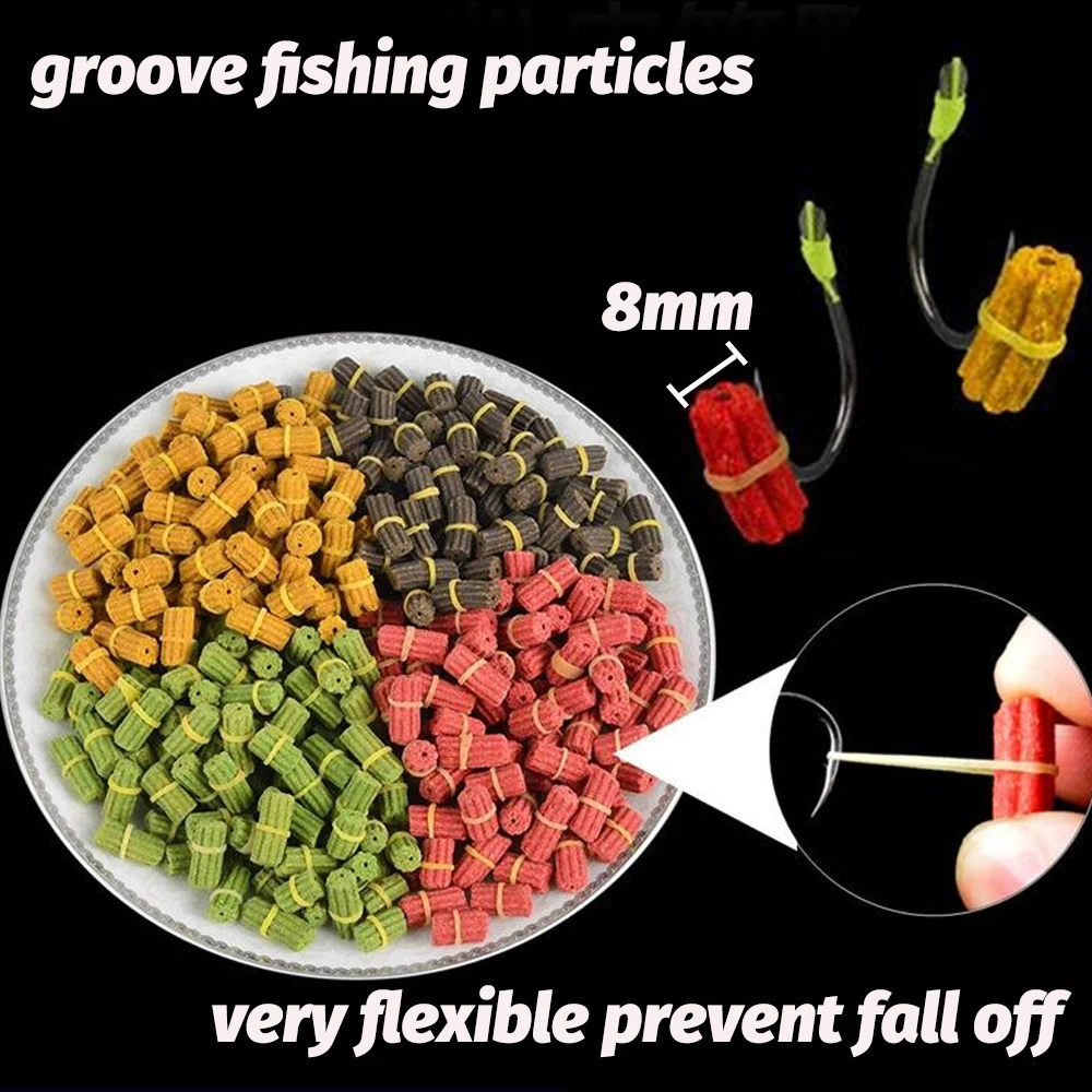 Big Rubber Band Tied Lure Groove Hook Fishing Food Aquatic Feed Carp Pesca Attractant Homing Nest Flavor Worm Additive Soft Bait