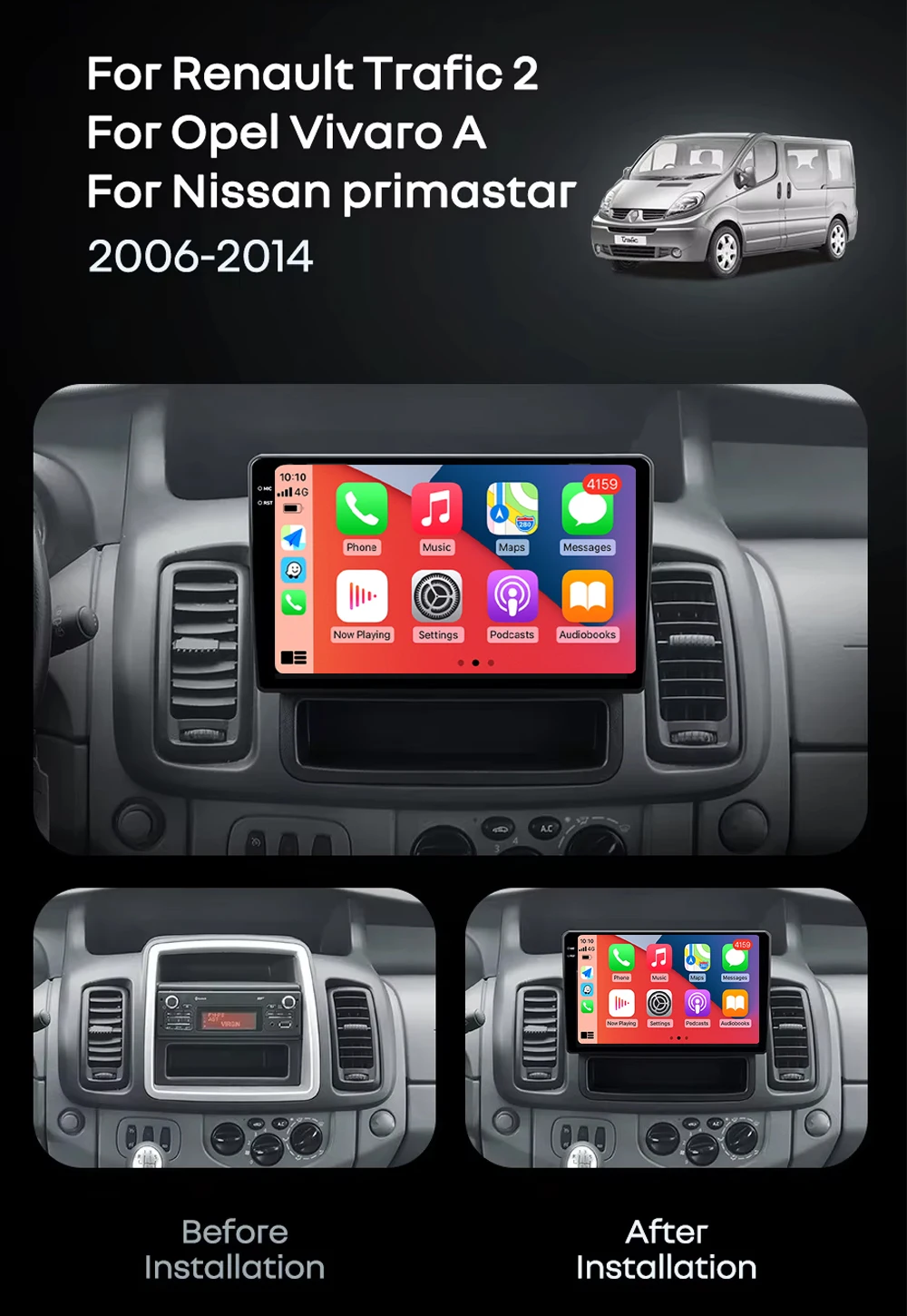 Android 16 For Renault Trafic 2010-2015 Opel Vivaro Nissan Primastar Car Radio Stereo GPS Navigation Multimedia Player Wireless