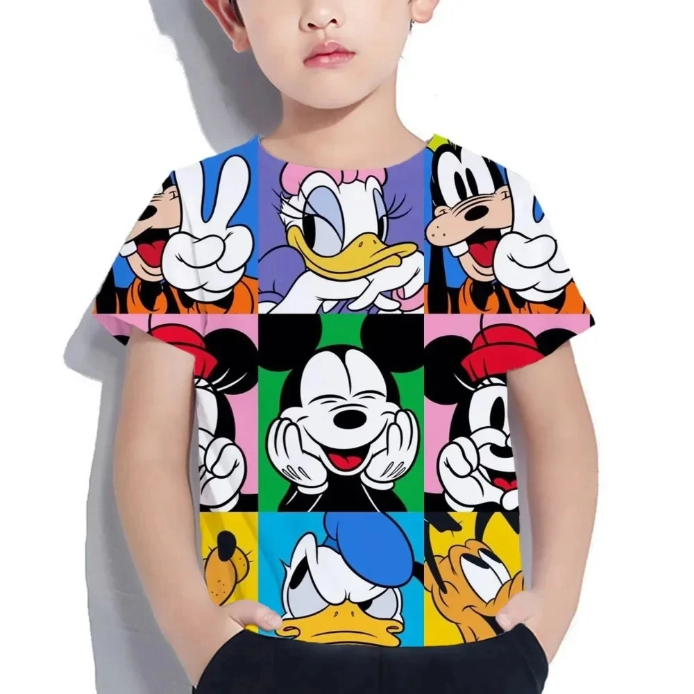 Diseny Mickey Mouse T shirts Summer Casual Short Sleeve Tops Kids Funny Loose O-neck Boys Child Clothes 3D Printing Boys T-shirt