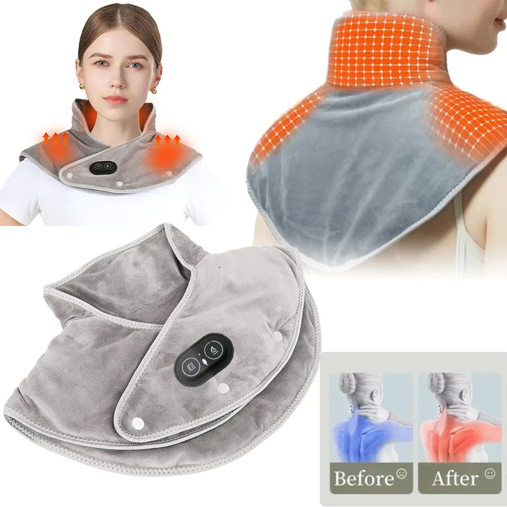 

Электрическая грелка, нагревательная шаль для спины, зарядка через USB, портативное массажное устройство для шейного отдела для работы, путешествий, дома, расслабления шеи, плеч