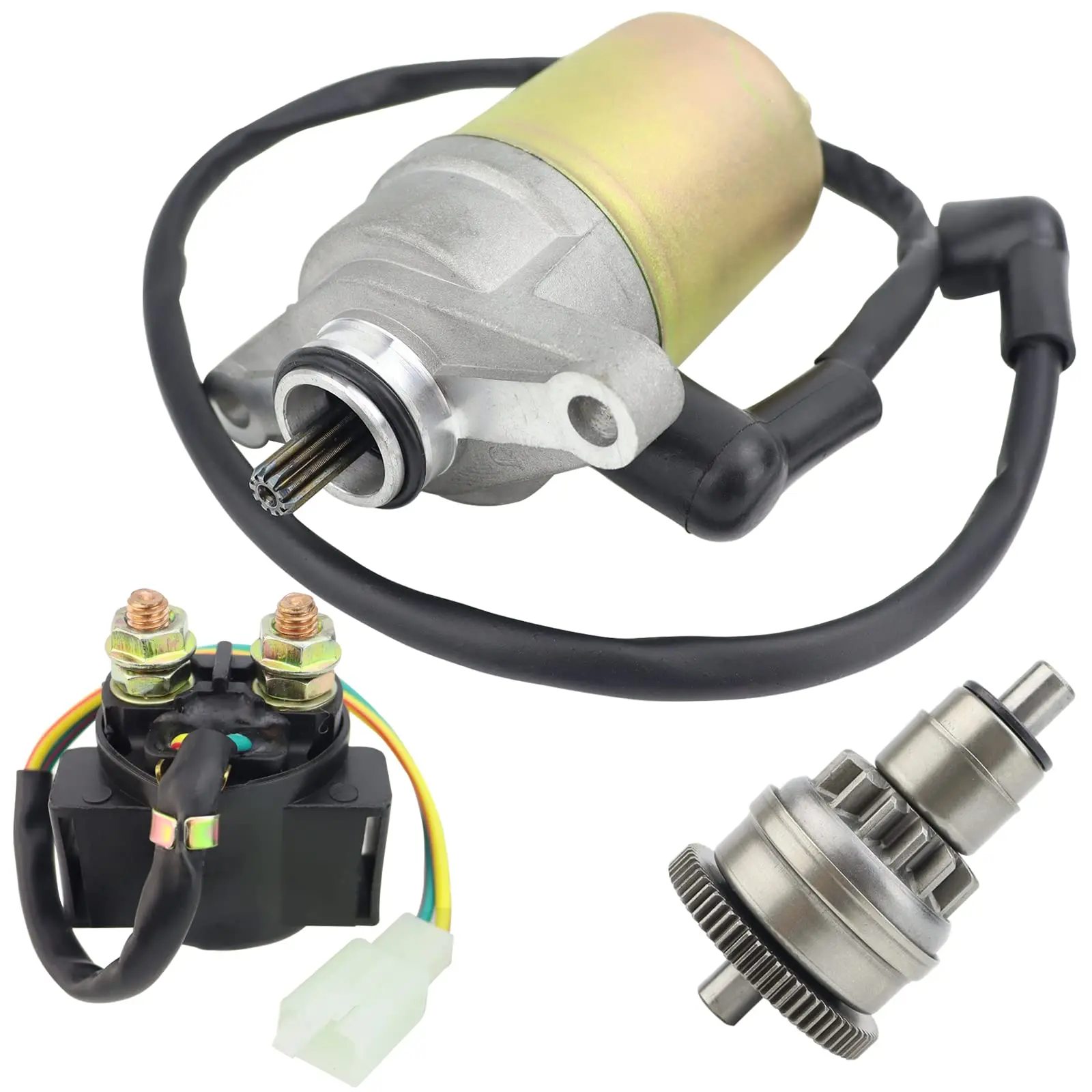 

Starter Motor & Drive & Solenoid Relay Fit for GY6 47cc 49cc 50cc Scooter Moped ATV Go Karts Taotao SUNL ROKETA Tank JCL