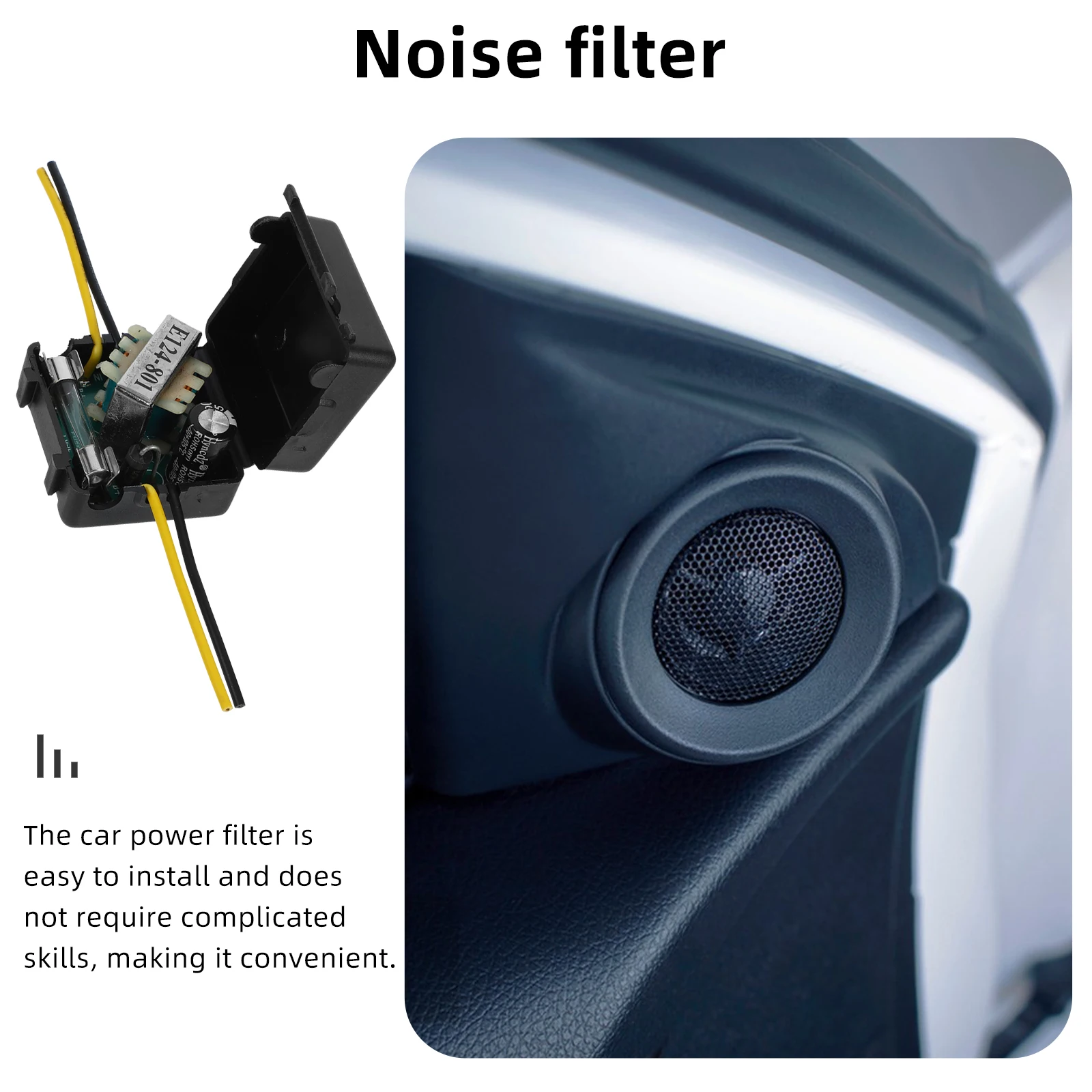 

Power Filter for Car Audio 12V Universal Noise Suppressor Ground Loop Isolator Rear View Rectifier Home Stereo Signal Alternator