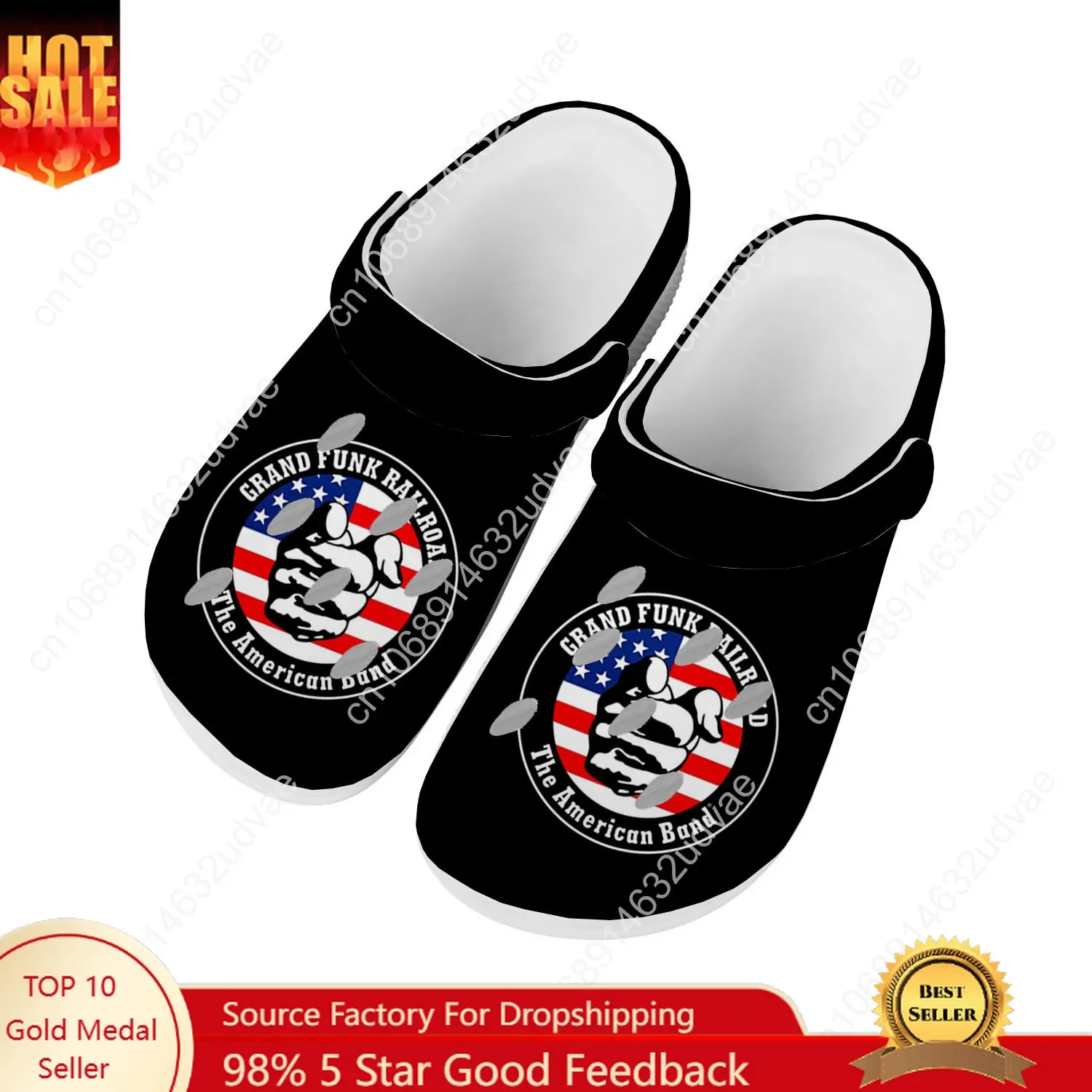 

Grand Funk Railroad Water Shoes Mens Womens Comfortable Home Garden Clogs Customizd Sandals Beach Breathable Hole Slippers