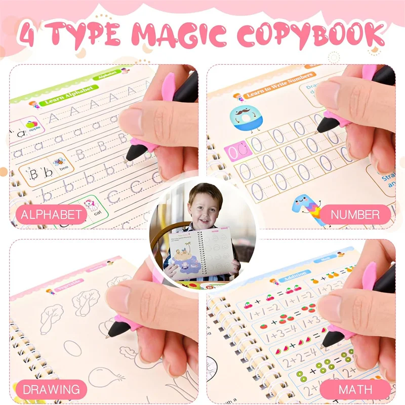 

Многоразовые рифленые книги для дошкольников, рифленая книга для практики рукописного письма, книга для практики рукописного ввода для детей