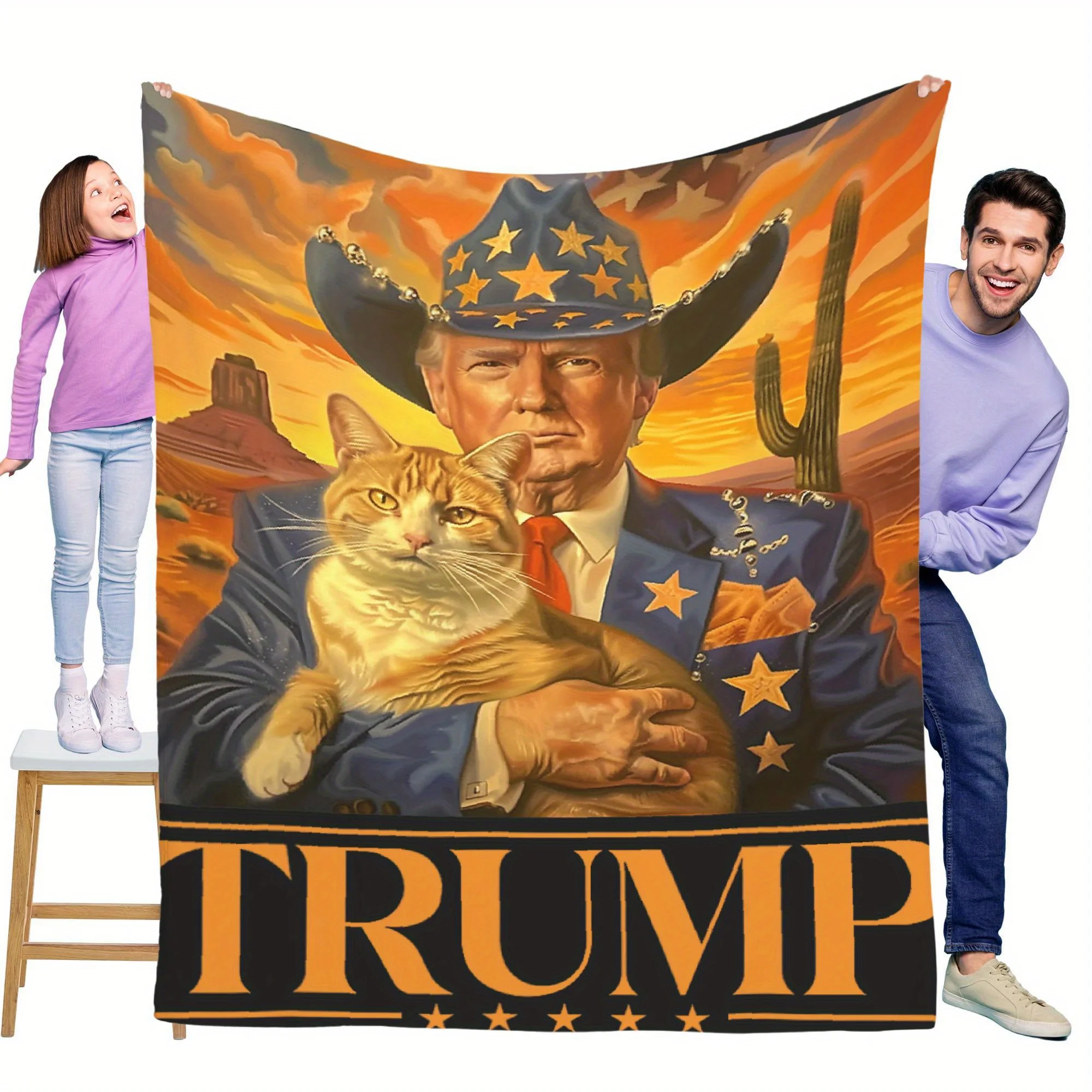 Trump and the Cat - Plush Printed Fleece Blanket, Perfect for Cozy Nights, Unique Design, Premium Quality, Ideal Gift for Cat