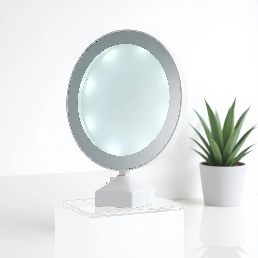 3-in-1 LED Photo Frame 7 Inch Round Light Box with Mirror Function Table Lamp Makeup Mirror Home Decor Gift for Family Friends