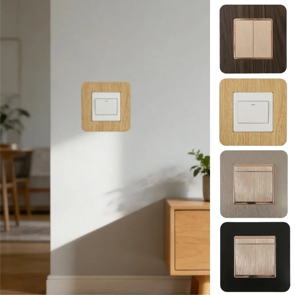 Aluminum Composite Panel Light Switch Sticker Anti-Dirty Solid Color Design Acrylic Wall Decor No Punch Installation Dustproof