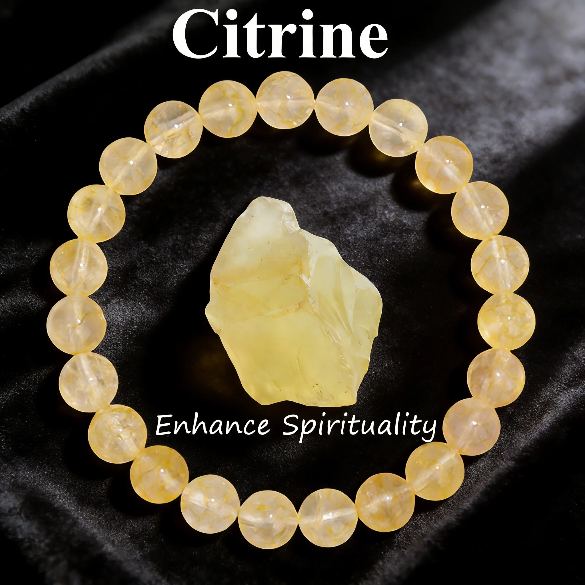 Bracelet en Citrine 6 8 10mm Perles Pierre Naturelle Cristal Guérison Reiki Bracelet Attraction de Richesse Abondance Vitalité Bijou Porte-Bonheur