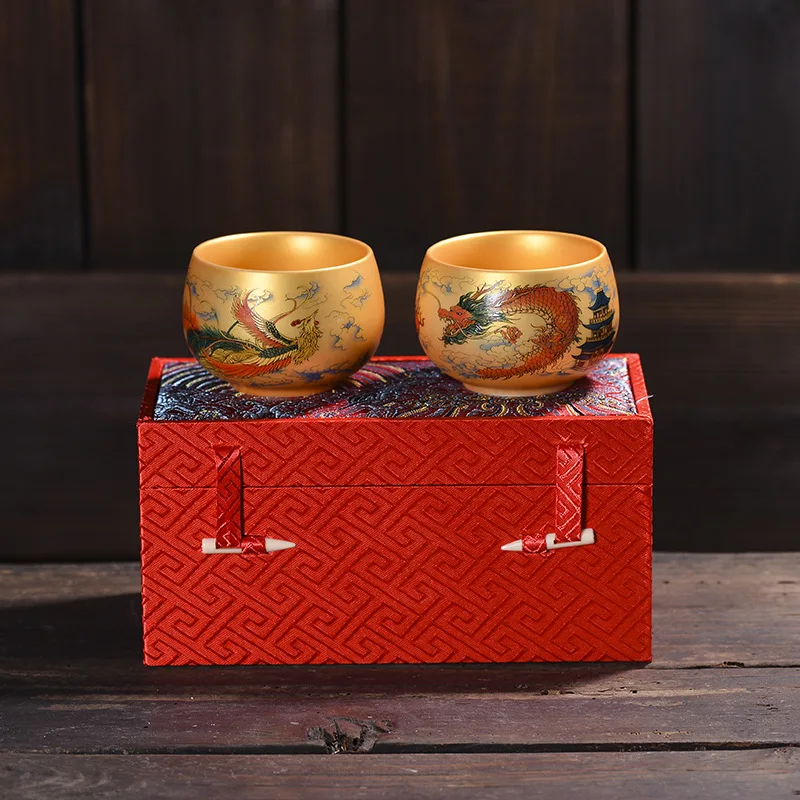 24k gilt master cup ceramic  blue and white tea special tea tasting  high-end building gift tea set