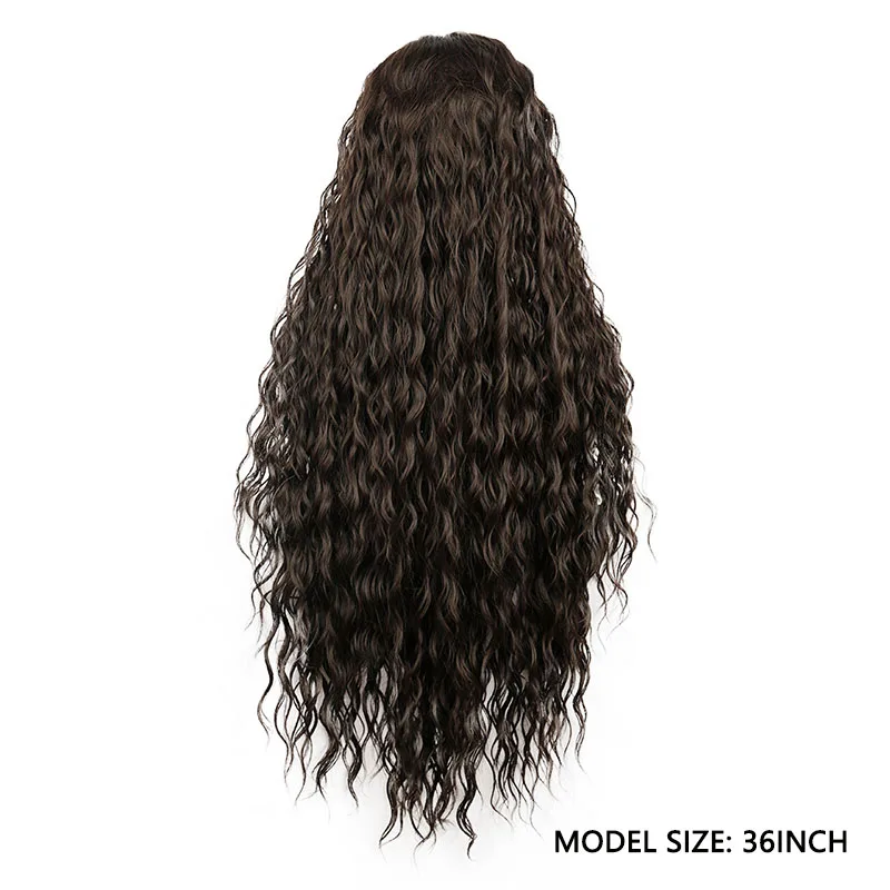 باروكة دانتيل أمامية مموجة باللون البني البارد، باروكة طويلة عالية الجودة بطول 36 بوصة، مناسبة للحياة اليومية النسائية والحفلات التنكرية وما إلى ذلك