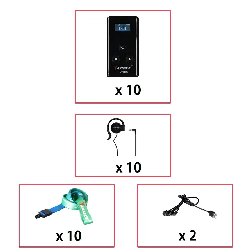YARMEE Gids Systeem Draadloze Audio Zender Ontvanger Met Microfoon Oortelefoon Voor Simultaan Tolken Reizen