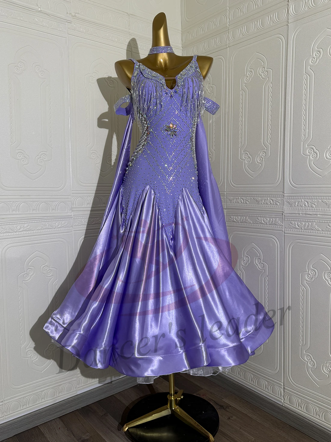 Latin Dance AB Stone Female Adult Children High end Customized Slanted Tassel Skirt Dress Samba Performance Dress