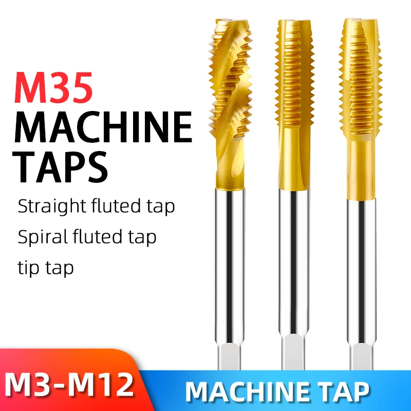 HSS Cobalt Containing Tip Screw tap Machine tap drill tools Stainless Steel Special Titanium-Plated thread tapping M3 M4 M5 M6