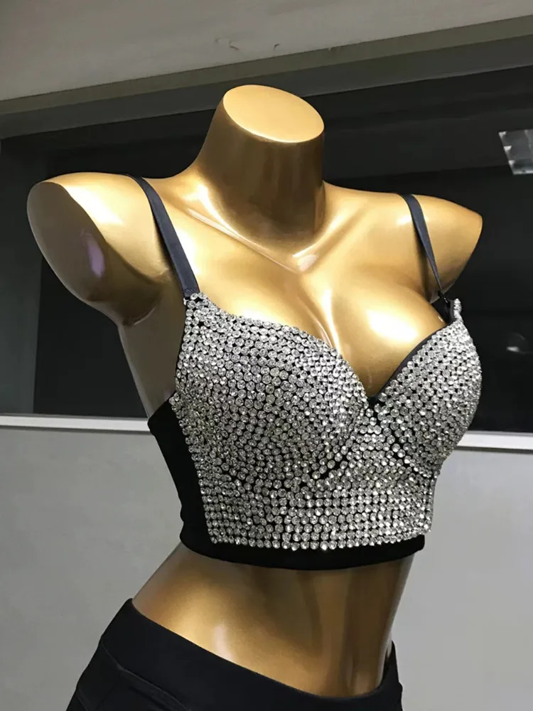 Women nail bead bra Europe and the United States fashion halter vest wear bright diamond with the chest top back bra