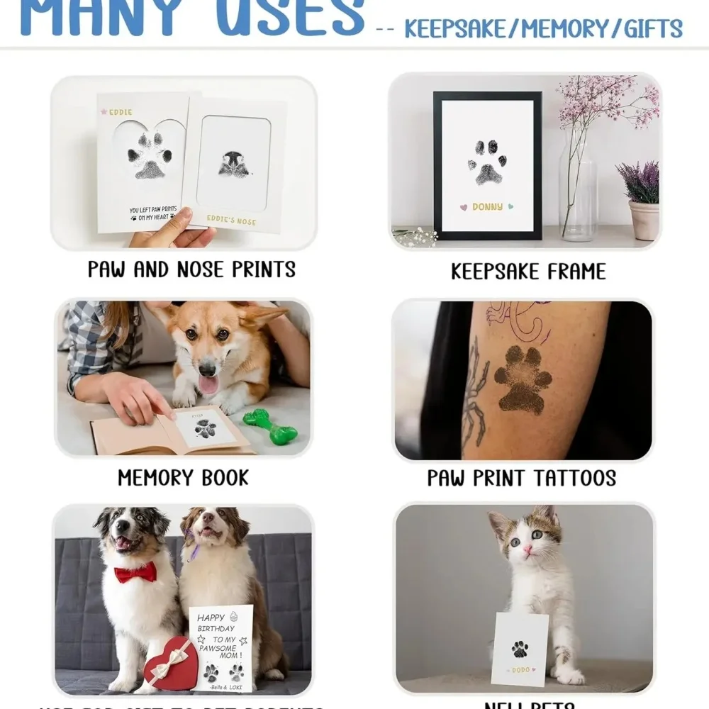 Safe Non-toxic Baby Footprints Handprint No Touch Skin Inkless Ink Pads Kits for 0-10 Months Newborn Pet Dog Footprint Souvenir