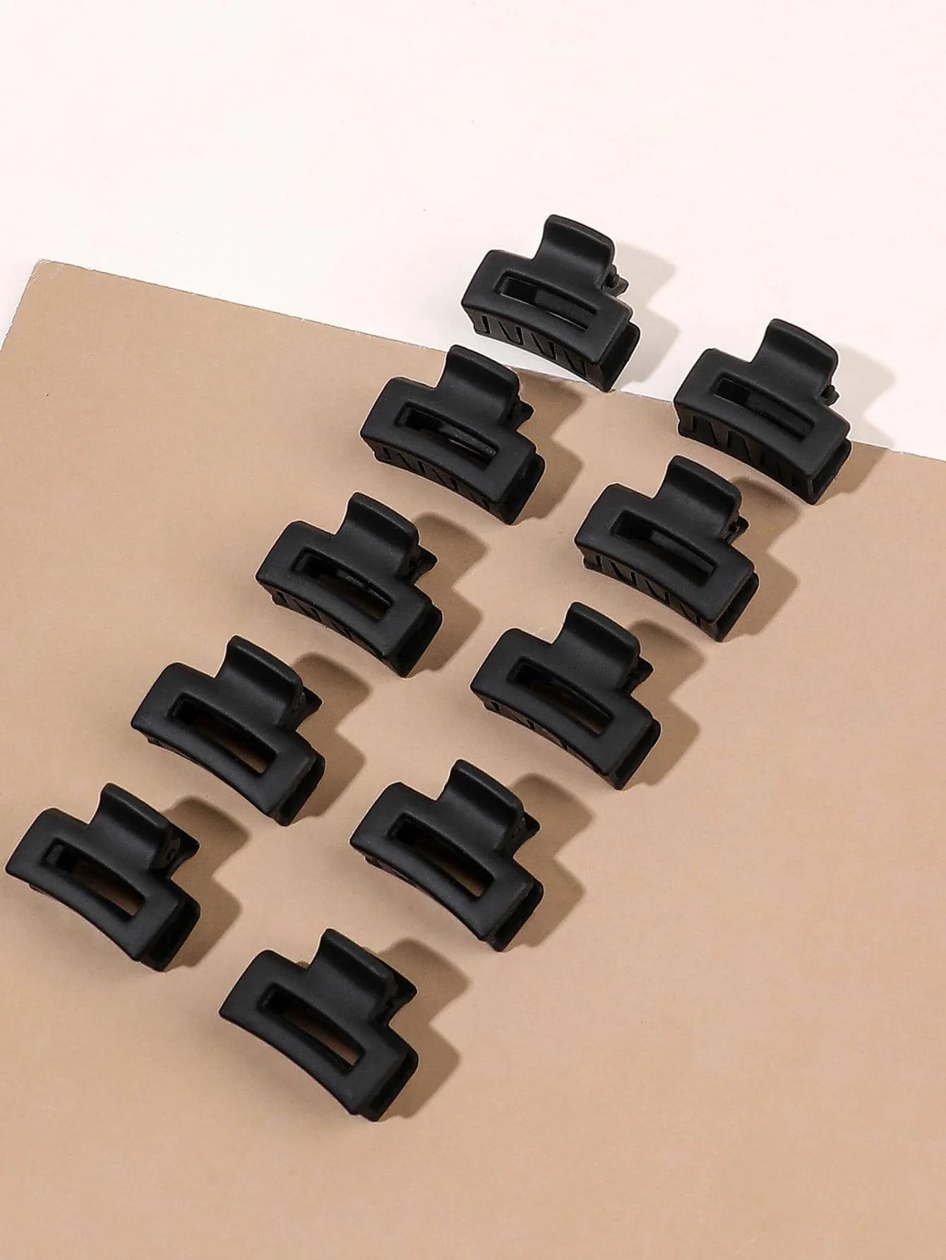 

10pcs Black Square Hollow Hair Claw Clips Set For Women