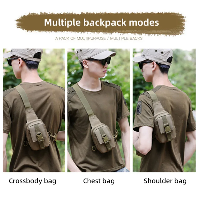 Mutifunction Fishing Chest Bag Mini Tactical Pack Men's Camo Crossbody Outdoor Small Camping Hiking Cycling Travel Shoulder Bag