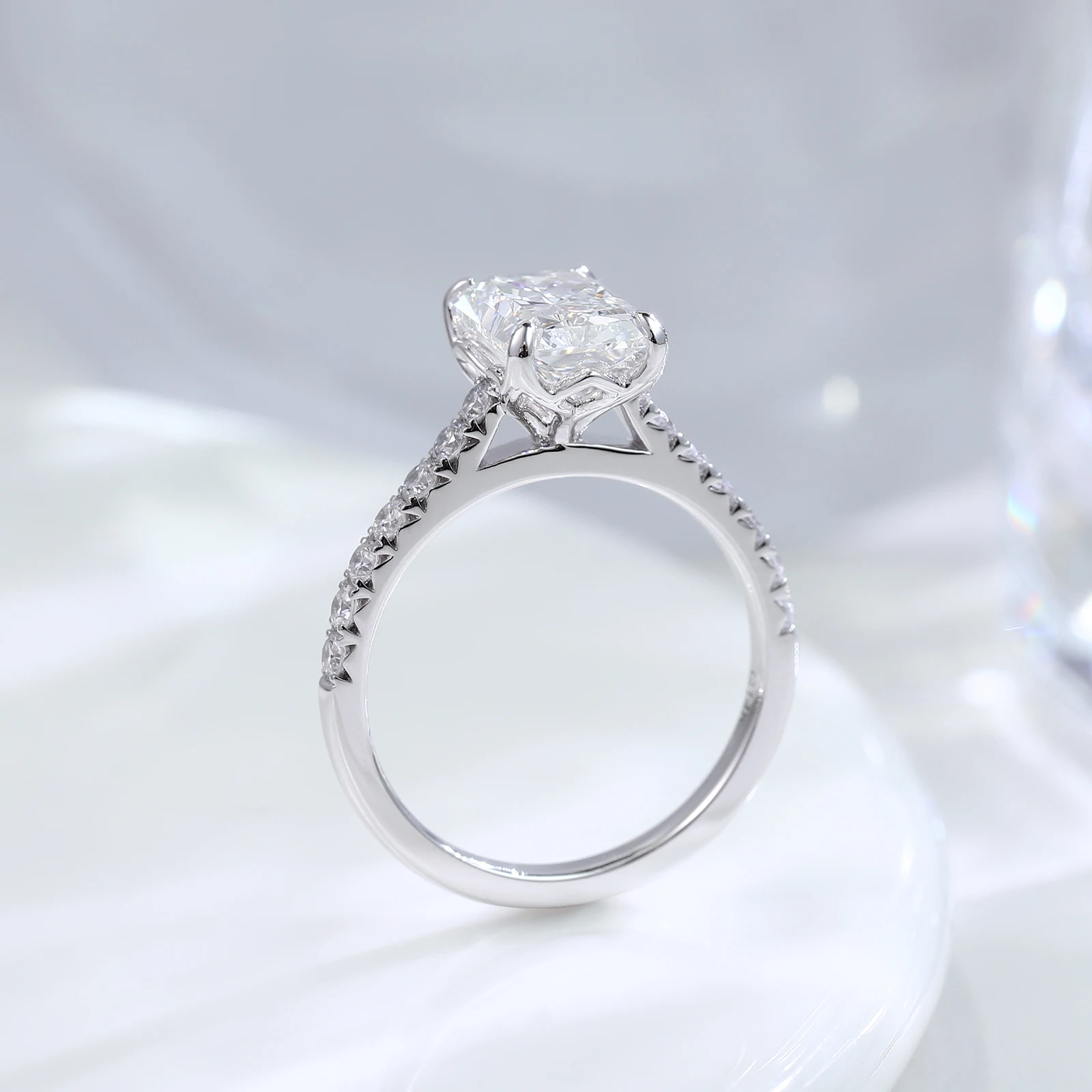 Provence Luxury Wedding Ring 14KGold IGI 3ct Radiant cut EF/VS Lab Diamonds half band Engagement band for Women Jewelry Custom