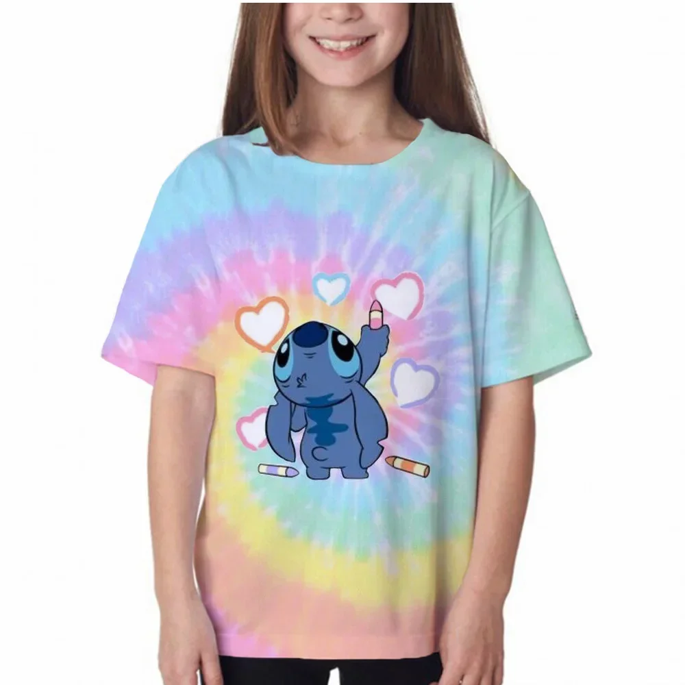 Kawaii Stitch Tshirt Kids Girls T-Shirt Cartoon Anime 3D Print Streetwear uomo donna Fashion T Shirt ragazzi Tees top abbigliamento