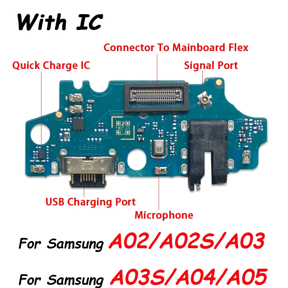 

USB Port Charger Dock Connector Charging Board Flex Cable For Samsung A02 A03 A035F A04 A05 A02S A025F A03S A04S With Microphone