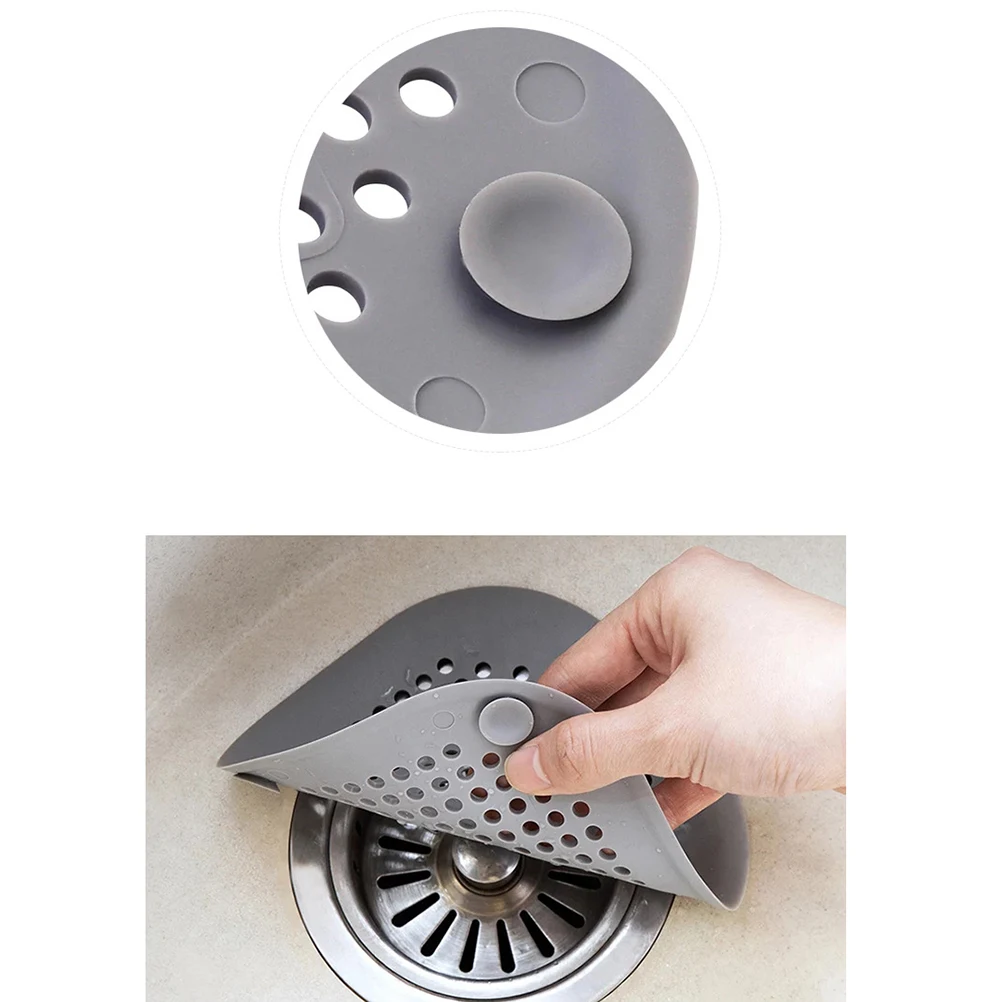 

3pcs Silicone Anti-Clogging Filter Hair Catcher Drain Strainer For Bathroom Kitchen Shower Sink Grey Plumbing Tool