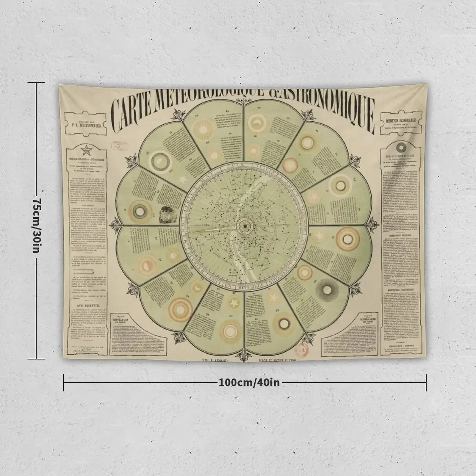 Meteorological and Astronomical Map by Fran?ois-Xavier Meissonnier (1877) Tapestry Wall Art Things To Decorate The Room Tapestry